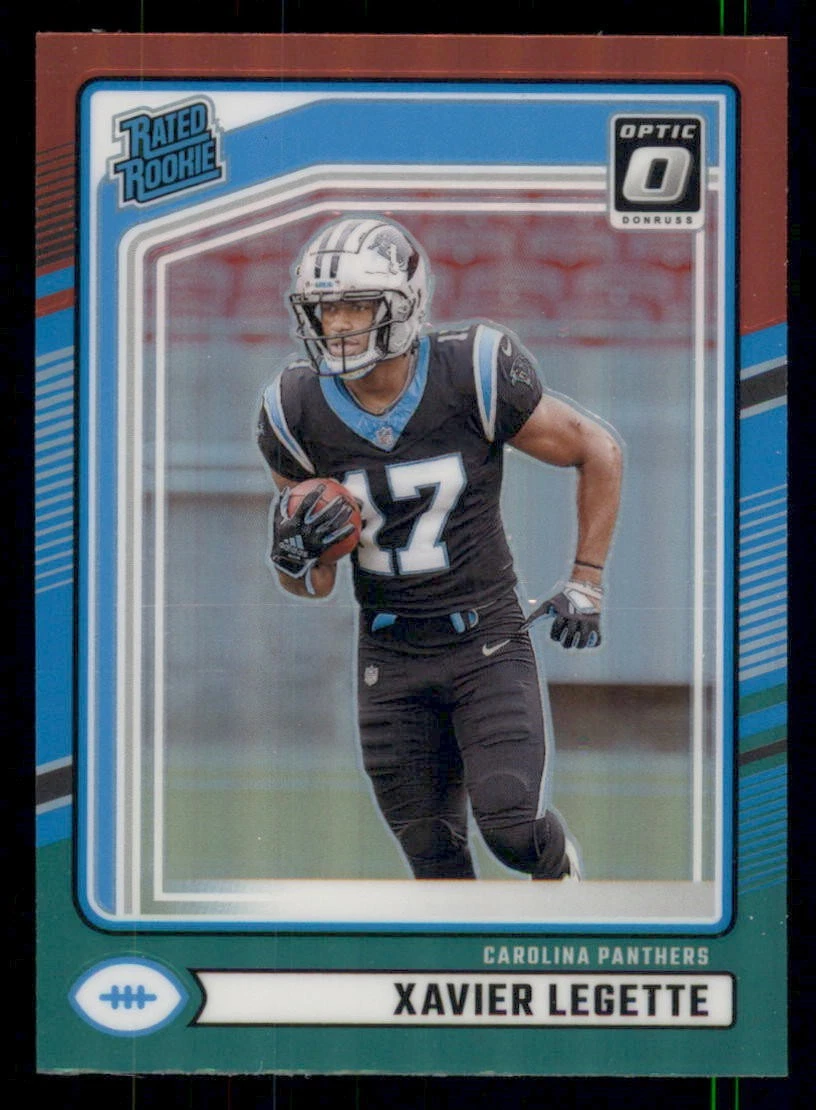 Xavier Legette 2024 Donruss #323 Optic Rated Rookie Preview Red & Green Panthers