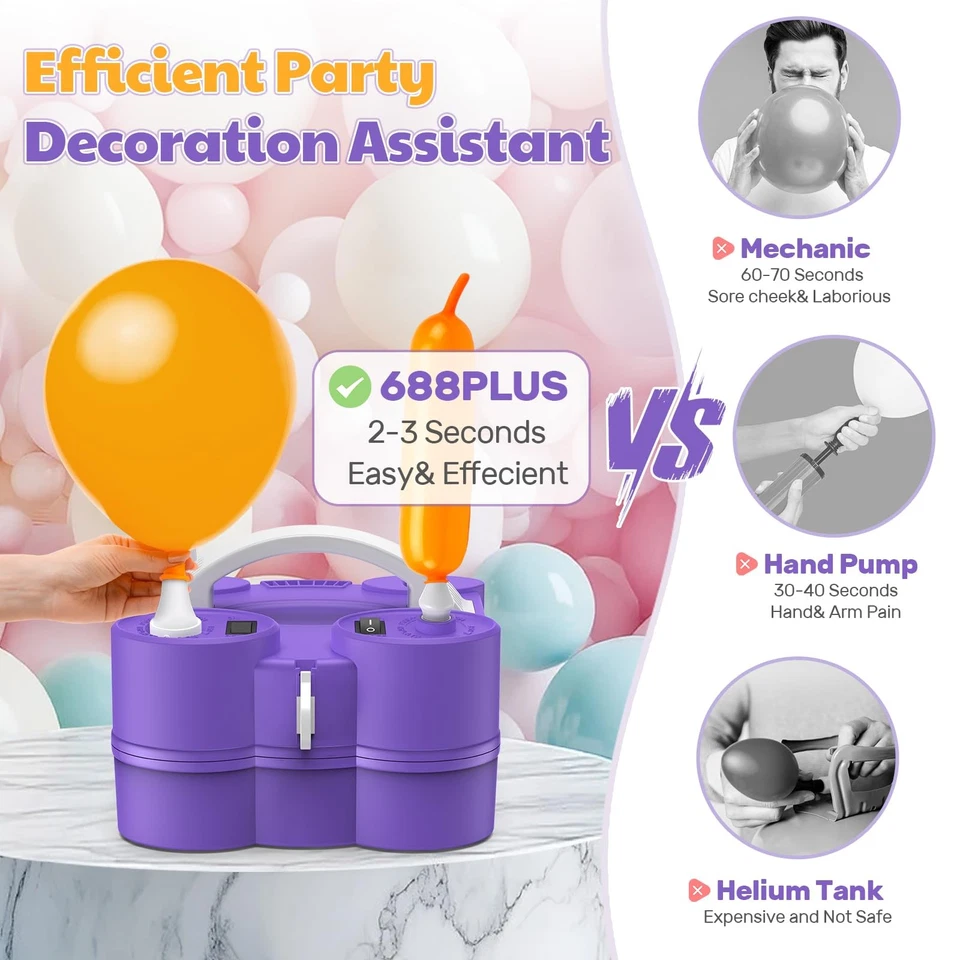 Bomba de Globo Eléctrica 3 en 1 Bomba de Aire Portátil para Inflables y Globos,... Foto 4 de 4