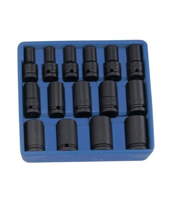 Genius Tools 15-teiliges dünnwandiges halbtiefes Steckschlüsselsatz 10 24 mm 1/2 Zoll SD 6 Punkt