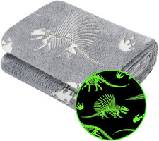 Glow in the Dark Blanket Dinosaur Throw Blanket for Boys Kids Soft Warm Cozy Cut