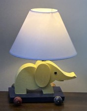 Elephant Lamp  Shade Handmade Wooden Pull Toy Table Light Nursery Bedroom Decor