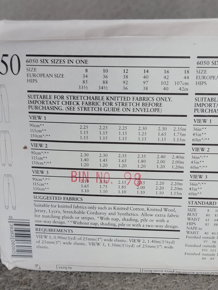 Vintage Stirrup Pants Sewing Pattern sz 8 - 18 UNCUT Newlook 6050 Activewear - Image 3 of 4