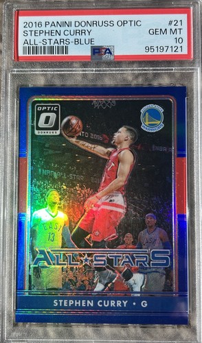 Stephen Curry 2016 Donruss Optic #21 Blue Prizm All-Stars /49 w/ Kobe PSA 10 🔥