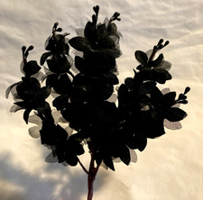 4 Black Floral Picks Halloween, Goth Wedding,...