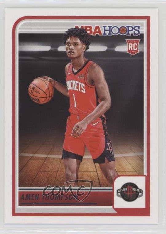 2023-24 Panini NBA Hoops Rookies Red Back Amen Thompson #242 0m89