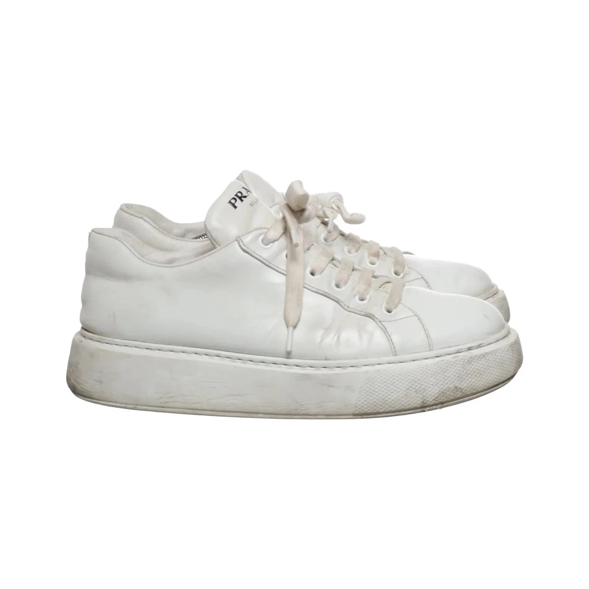 Prada, Sneaker, Größe: 39 1/2, Leder, Weiß, Damen #dCE