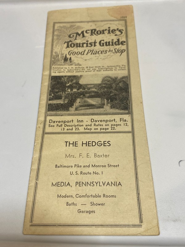 Vintage Travel Brochure 1941 McRorie's Tourist Guide Ontario Canada to Miami FL