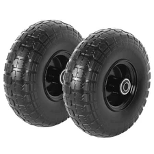  (2 Pack) Tire and Wheel, 10-Inches Solid Tires for 4.10/3.50-4 Flat Free Black