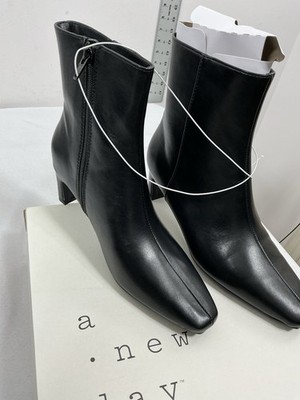 Womans New A New Day Tigris Ankle Boots Size 6.5 Black Kitten Heel Side Zip