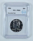 1964 Kennedy Half Dollar Accent Hair PR65 ICG
