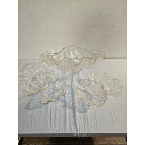 Vintage 5pc Clear Iridescent Acrylic Clam Shell Serving Bowl Set Large 19 Inch
