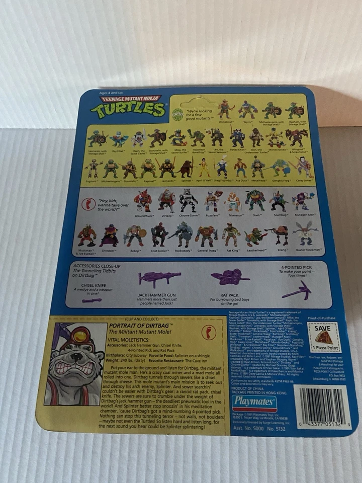 1991 Vintage Playmates Teenage Mutant Ninja Turtles Dirtbag Action Figure - Image 2 of 4