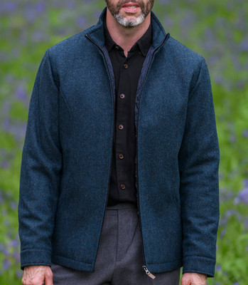 Emerald Isle Weaving Men's Donegal Wool Tweed Walking Jacket Blue Size M NWT