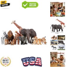 Safari Zoo Animals Figures Toys, 14 Piece Realistic Jungle Animal Figurines, ...
