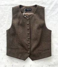 NWT MANGO Houndstooth Wool Blazer w/ Buttons in Brown Size XS / X-Small