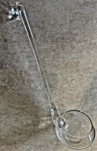 Vintage Clear Depression Glass Punch Bowl Ladle approx. 14 in EUC