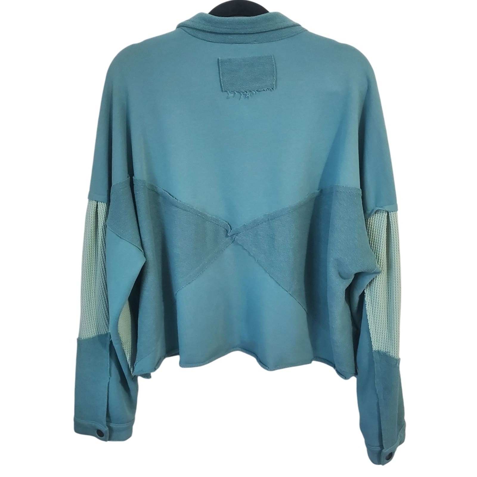 POL Boho Patchwork Button Down Shirt Jacket Green… - image 9