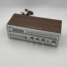 VINTAGE Soundesign 3969-A Stereo Alarm Clock Woodgrain Radio AM/FM Works