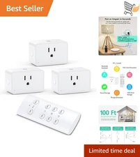Wireless Electrical Outlets with Remote Control 3 Sockets 1875W 15A 100FT Range