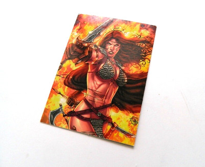 DF 2009 RED SONJA BACK TO BASICS TRADING ART CARD SIGNED BY DC COMICS JOE PRADO