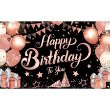 KatchOn, Rose Gold Happy Birthday Banner for Women - 72x44 Inch | Rose Gold H...