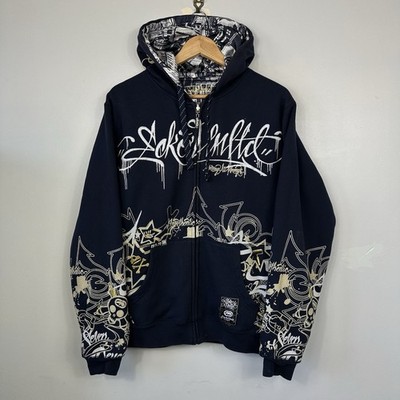 Ecko Unltd. Hoodie mit Reißverschluss, wendbar, Hip Hop Y2K Vintage, Größe Herren Medium