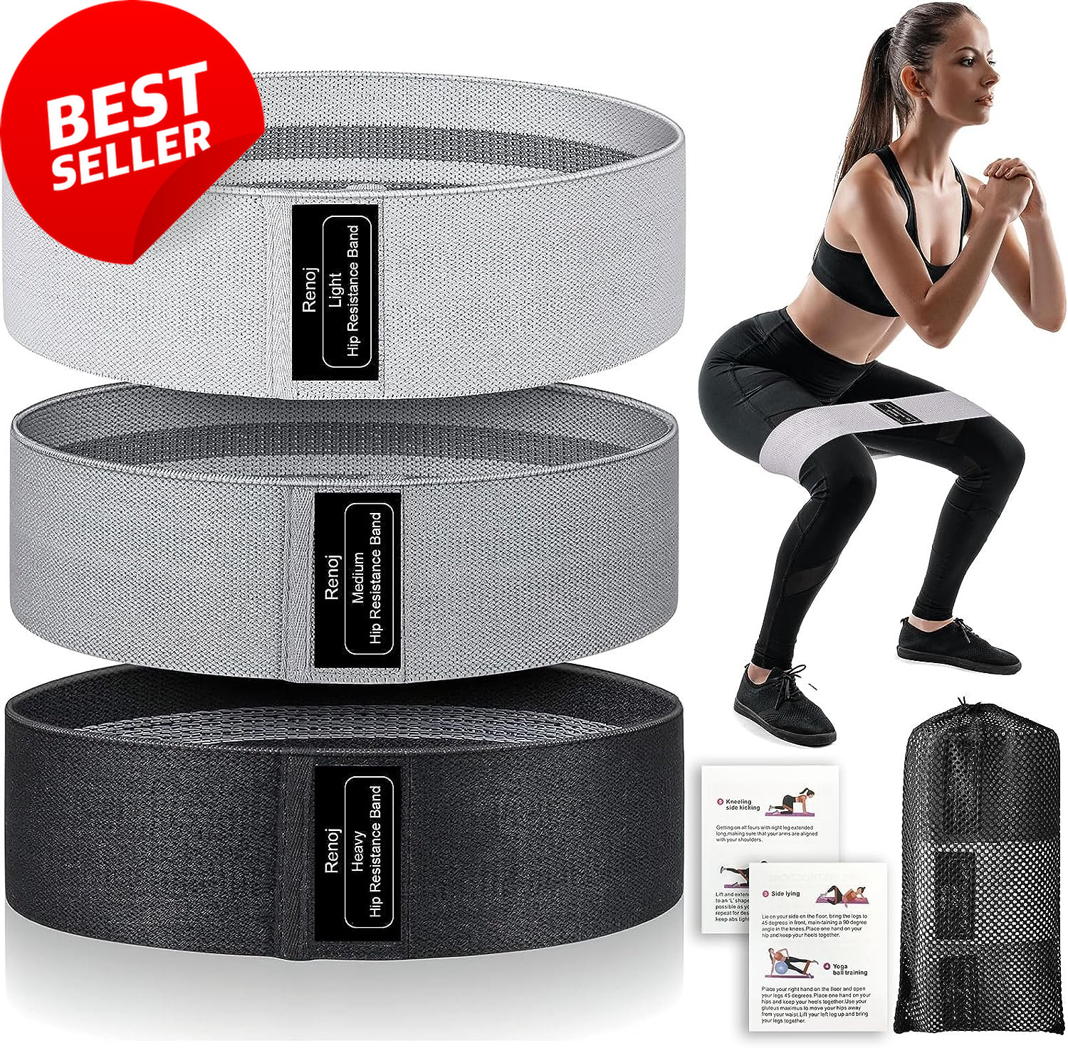 Set Of 3 Fabric Loops Heavy/medium/light For Workout & Yoga
