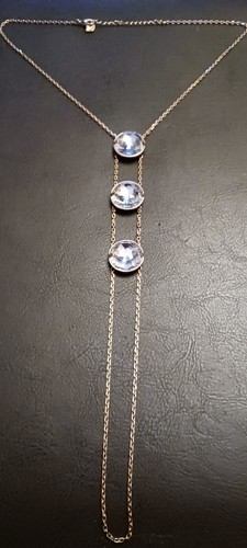 Swarovski Globe Crystal Necklace 18k Rose Gold Plated 3 Large Round Crystal - Picture 2 of 4