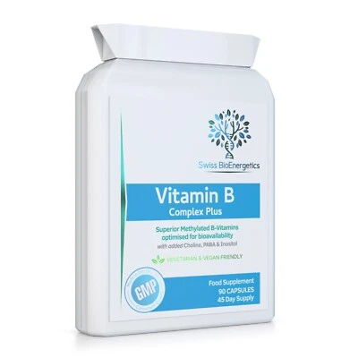 SWISS BIOENERGETICS Vitamin B Complex Plus -90 Capsules - Superior Methylated Formula