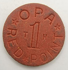 OPA RED Point Token T-H War Ration WW2 Vintage Old Coin TH Free Ship!