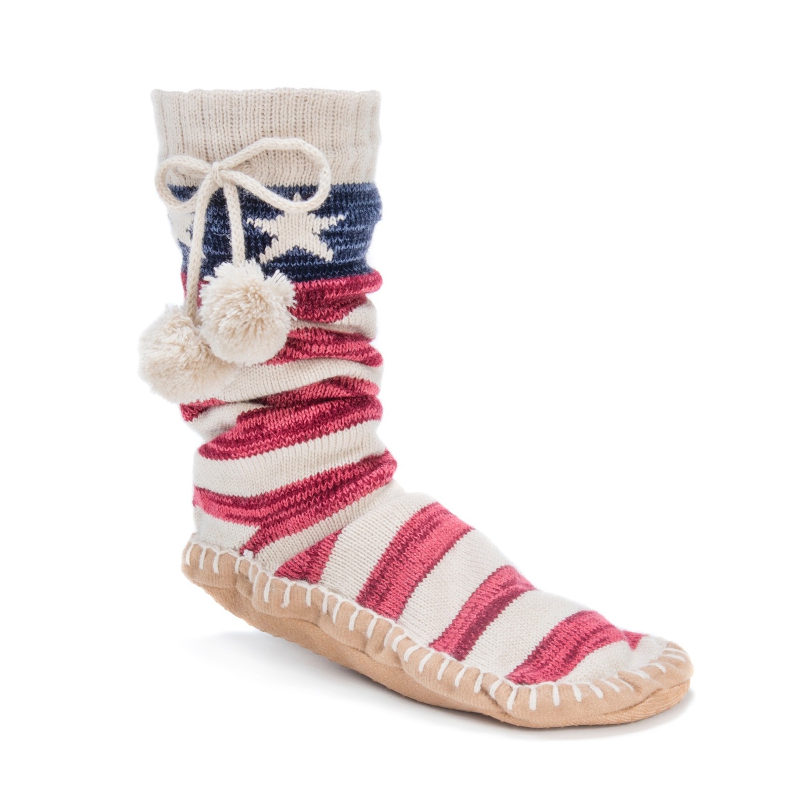 MUK LUKS LUKees Womens Slipper Socks S M L XL Snowflakes Flag Christmas