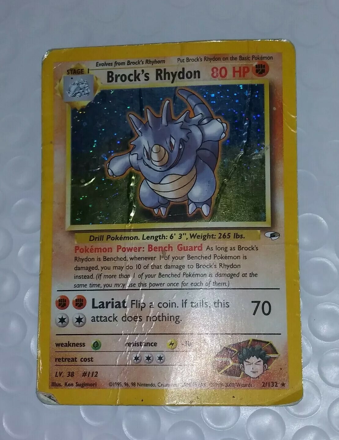 Vintage Rare 90s HOLO Brock's Rhydon Gym Set Wizards of The Coast Pokemon  Card | eBay