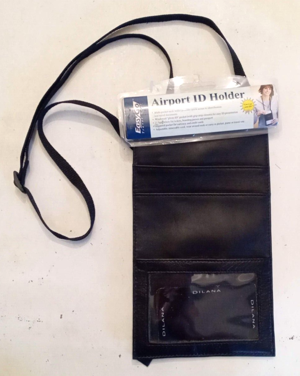 Leather Travel Lanyard for ID Badge Passport Crossbody Wallet