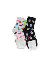 Women's Halloween Crew Socks 2 Pair Ghost Pumpkin Bat Socks NWT