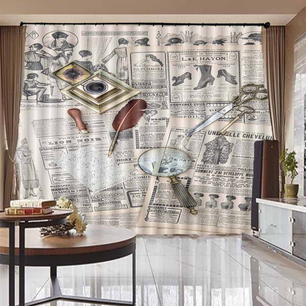 Scissors And Feather Pens 3D Blockout Photo Print Curtain Fabric Curtains Window-image