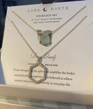 LUNA NORTE DRUZY QUARTZ NECKLACE 14KT BRASS PLATED SET~Positivity~Healing~NIB!