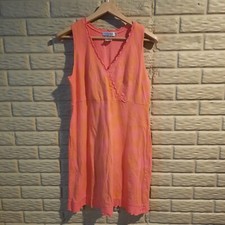 Fresh Produce Dress Womens Medium M Pink Orange Surplice Floral Ruffle FLAWS