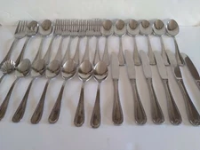 Lot 28 International Stainless Serving For 6 Flatware Dinner Knives Forks Spoons