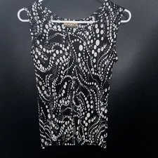 Creative Design Works CDW Women’s Black/White Sleeveless Dotted Design Top Sz:M