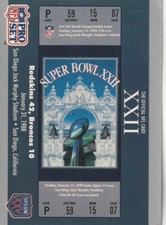 FREE SHIPPING-MINT-1990-91 Pro Set Super Bowl #22  XXII TICKET