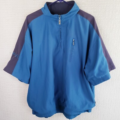 Ping Collection Men's L Blue S. S.  Wind Shirt  1/4 Zip Pockets Mesh Lined Golf