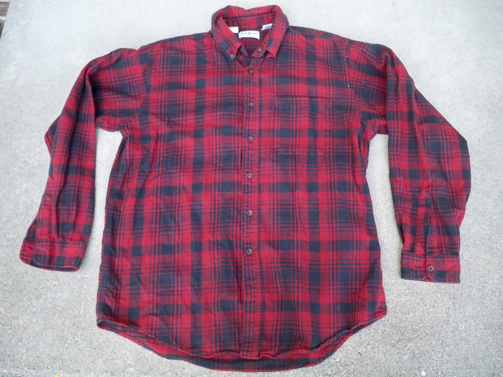 Vintage LL Bean Northwoods Plaid Lumberjack Cotton Shirt Large Made in USA Mens
