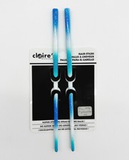 Vintage Claire s Hair Sticks 90s Y2K Fashion Aesthetic, Blue Ombr Glitter