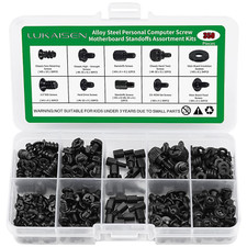 350PCS Computer Screws Assortment Kit, 6-32 Male to M3 Female Black Carbon Steel