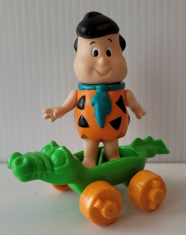 Vintage Flintstone Kids Fred with Alligator Vehicle 3.25