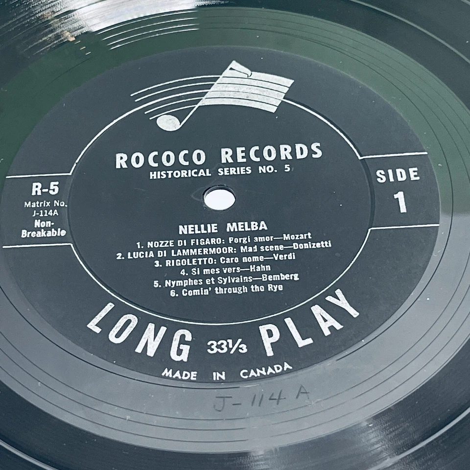 Nellie Melba Famous Voices of the Past Series J-114 No 5 LP RARE OPERA historic - Image 4 of 4