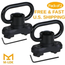 M-L0K QD Sling Mount 1.25" Push Button QD Sling Swivels Adapter Base TWO PACK 