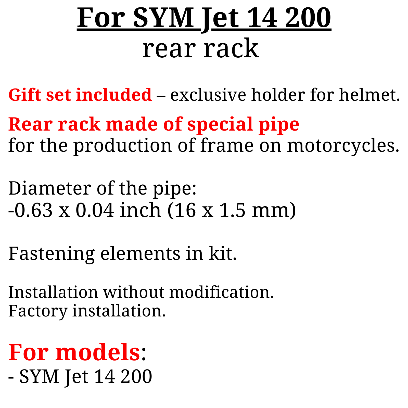 For SYM jet 14 Rear rack JET14 200 Rear luggage rack Jet 14 200, Bonus ...