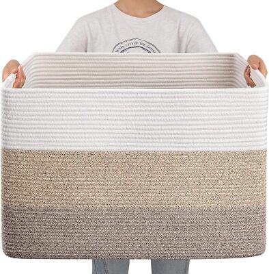 108L Super Large Blanket Basket, 25 x16 x16 (108L) Rectangle Woven Baskets