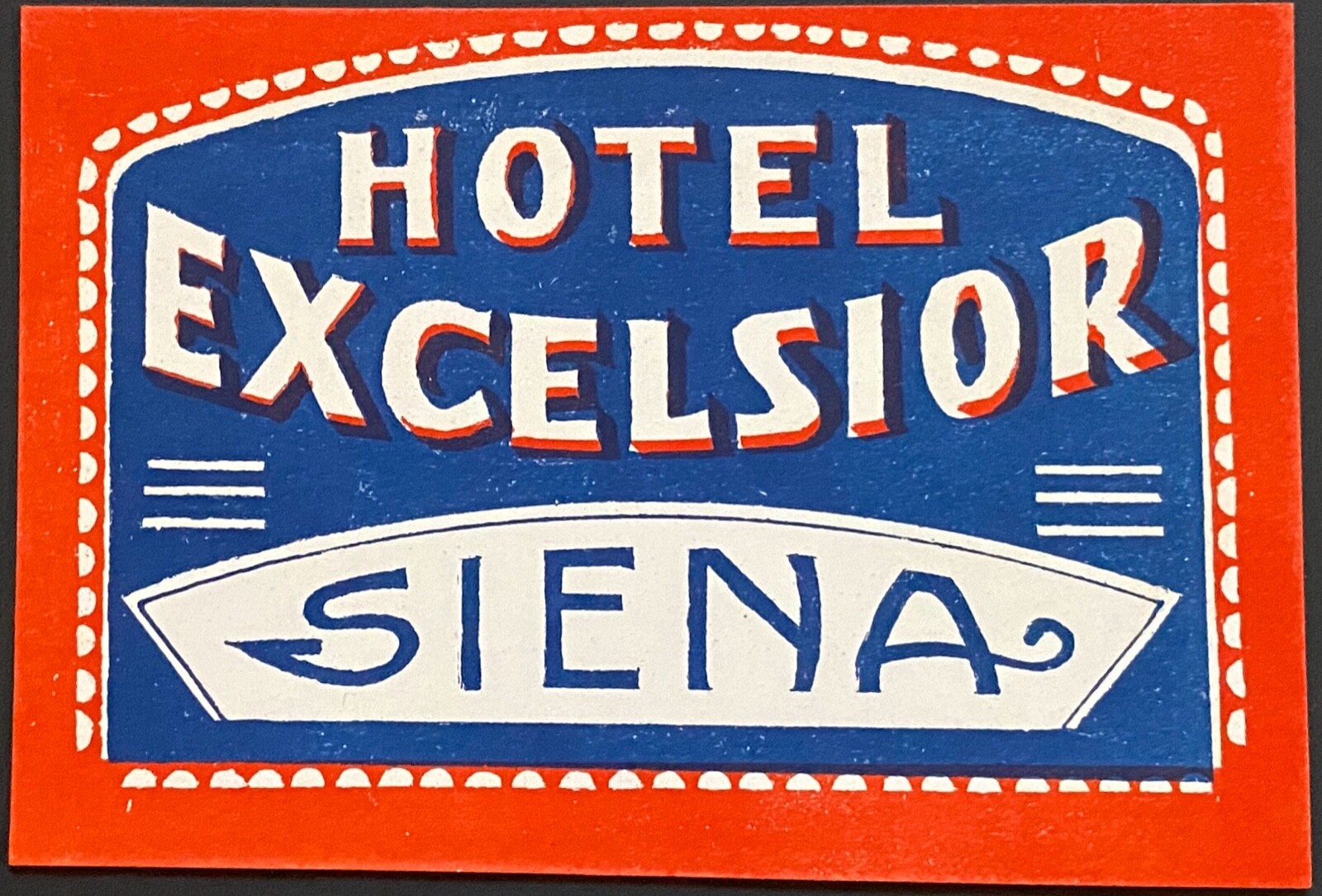 Vintage Hotel Excelsior Sienna Italy Luggage Tag Bold Graphic Design-image